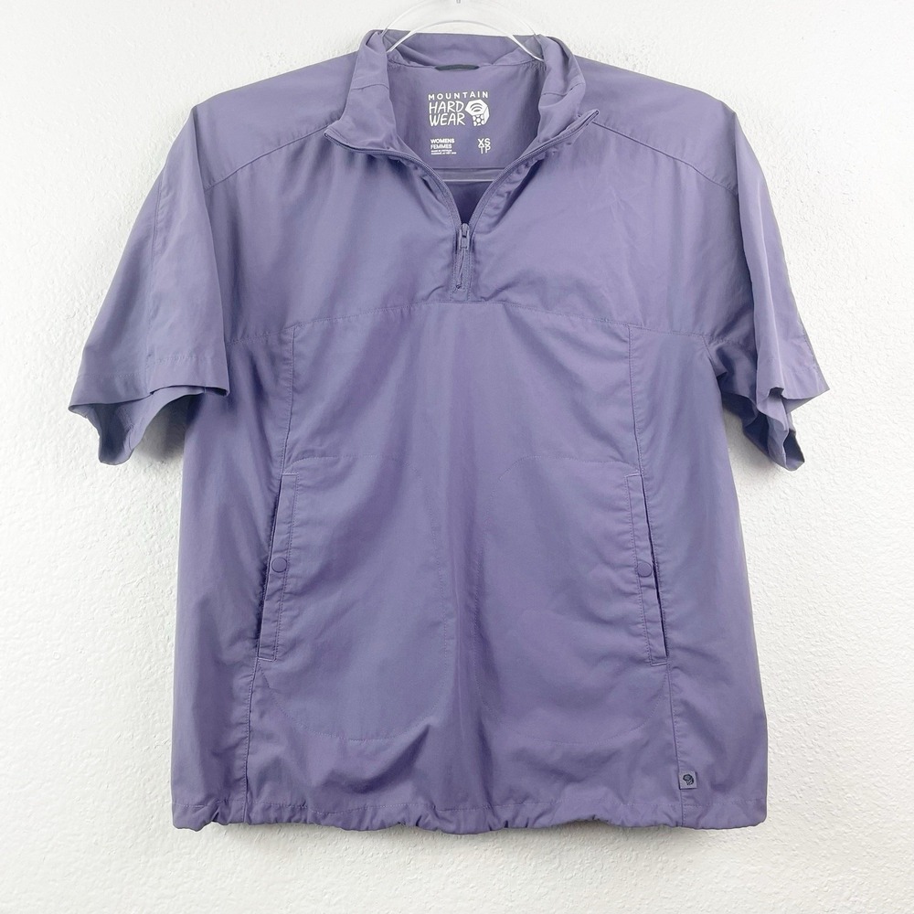 Mountain Hardwear 1/4 Zip Short Sleeve Shirt Women XS Purple Outdoor Gorpcore